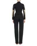 Flat-Front Slim-Leg Pants, Black