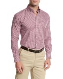 Coastal Mini-Windowpane Check Sport Shirt, Red