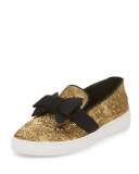 Val Brocade Bow Skate Sneaker, Gold/Black