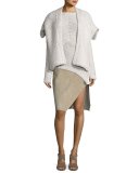 Asymmetric Suede Skirt, Stone
