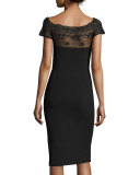 Ilmes Lace-Trim Sheath Dress, Nero