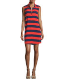 Capistan Rugby-Striped Shirtdress, Red/Navy