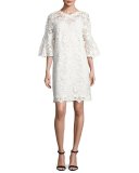 Lila Bell-Sleeve Lace Dress