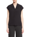 Netal V-Neck Silk Shell, Black