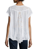 Short-Sleeve Flirty Eyelet Blouse