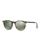 Delray Sun 48 Round Sunglasses, Light Brown