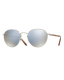Hassett Mirrored Round Sunglasses, Silver