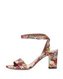 Leticia Floral 75mm City Sandal, Multi Tapestry