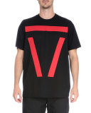 Bar-Graphic Short-Sleeve T-Shirt, Black/Red