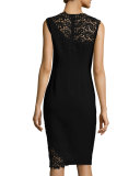 Emory Sleeveless Sheath Dress with Lace Detail 