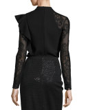 Ophelia Lace-Sleeve Ruffle Top