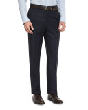 Phi Flat-Front Wool Trousers, Navy