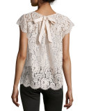 Channelle Bow-Back Lace Top, Blush