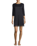 Eleonora Long-Sleeve Sleepshirt, Black