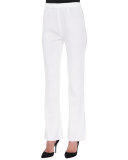 Boot-Cut Knit Pants, White, Petite 