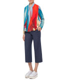 Alice Sail-Print 3/4-Sleeve Blouse, Mainsail Print