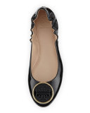 Twiggie Logo Patent Ballerina Flat, Black