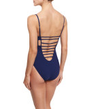 Mio Cutout Strappy-Back Solid One-Piece Swimsuit