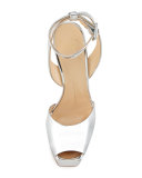 Metallic Leather High-Heel Sandal, Argent