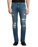 Paxtyn Forgotten Cove Distressed Denim Jeans, Blue