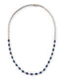 Blue Sapphire & Diamond Necklace in 18K White Gold