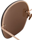 Rimless Oversized Square Sunglasses, Rose Gold