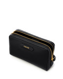 Medium Leather Cosmetics Bag, Black