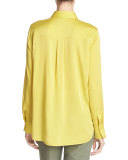 Slim-Fit Stretch-Silk Satin Blouse