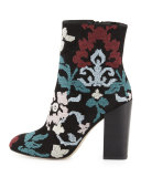 Bojana Embroidered Suede Bootie, Black