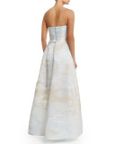 Baldachin Strapless Ball Gown, Sky