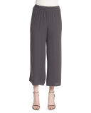 Wide-Leg Georgette Cropped Pants, Plus Size 