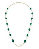 Emerald Station Necklace in 18K Yellow Gold, 35"