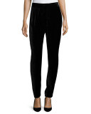 Bianca Silk Velvet Ankle Pants, Black