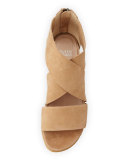 Sport Wide-Strap Leather Sandal, Wheat