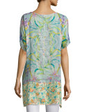 Arroyo-Ice Short-Sleeve Long Tunic, Multi/Iris