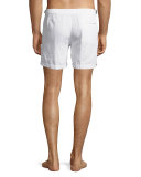 Cavrin Solid Linen Shorts, White