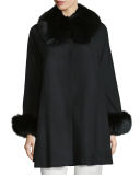 Cape Coat with Fox Collar and Cuff