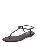 Crystal Flat Thong Sandal, Black