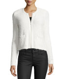 Jacolyn B Collarless Cropped Jacket, Porcelain