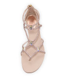 Crystal Gladiator Sandal, Beige/Vintage Rose