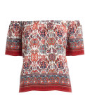 Amesti B Folkloric-Print Silk Top
