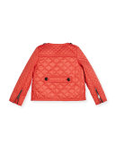 Nalla Quilted Collarless Jacket, Red, Size 4-14
