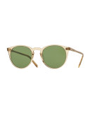 O'Malley NYC Peaked Round Sunglasses, Yellow