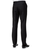 Flat-Front Wool/Mohair Trousers, Black