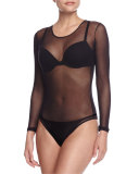 Soire Sheer Bodysuit, Black