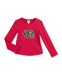 Long-Sleeve Karl Party Tee, Cranberry, Size 2-5