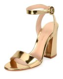 Tandi Metallic Ankle-Wrap 100mm Sandal, Gold