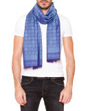 Medallion-Print Silk Scarf, Blue
