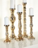 Golden Mercury-Glass Candlesticks, 5-Piece Set