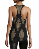 Talitha Stretch Jersey Paisley Tank, Black